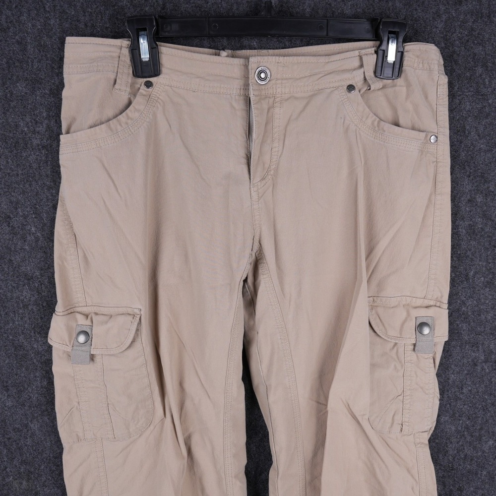Kuhl Cargo Pants Women 12 Regular Tan Good Altered Waist Hiking Outdoor Utility